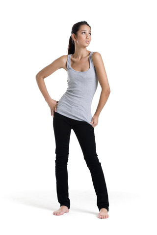 2x1 Rib U-Neck Tank Heather Grey