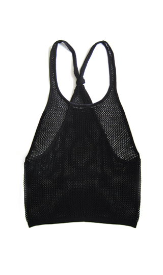 Mesh Knot Black Singlet