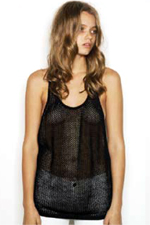 Mesh Knot Black Singlet